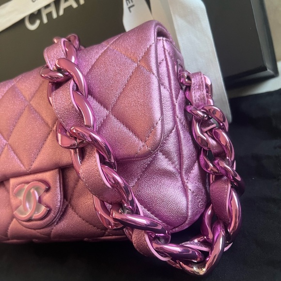 🔥Unique Rare🔥💗💗Chanel Metallic Pink Flap Bag - Picture 7 of 16
